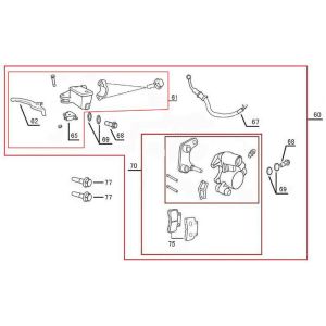 Cilindro del freno - Leva del freno - Tubo del freno - Pinza - Pastiglie freno Rover Riva II nere