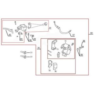 Cilindro del freno - Leva del freno - Tubo del freno - Pinza - Pastiglie freno rosse Senzo SP