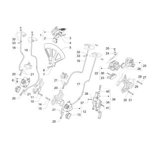 Pinza freno - Pastiglie freno - Tubo freno (ABS) Piaggio MP3 300 ie LT Business - Sport (con e senza ABS) 2016-2018