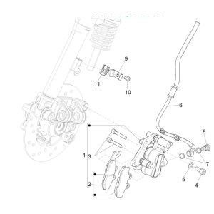 Pinza freno - Pastiglie freno - Tubo freno Vespa Sprint 125 3V IE ABS