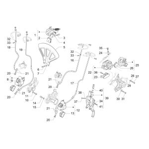 Pinza freno - Pastiglie freno - Tubo freno Piaggio MP3 300 HPE/300 HPE Sport ABS Euro 5 2020-2022