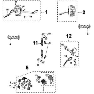 Cilindro del freno - Pinza - Pastiglie freno - Tubo del freno - Interruttori di sterzo Peugeot Kisbee originali Euro 4 2018 → Sistema frenante-Peugeot-Kisbee-RED