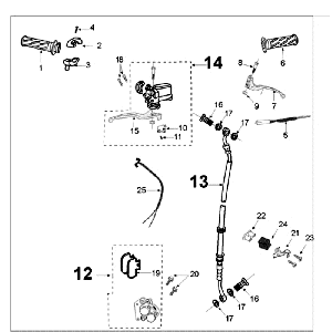 Cilindro freno - Pinza - Pastiglie freno - Peugeot Tweet old grey brake line