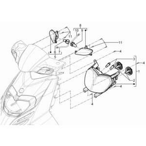 Faro anteriore - Indicatori anteriori Piaggio Typhoon 50 2 tempi Euro 3 2011