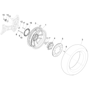 Ruota Posteriore - Disco Freno Vespa GTS 300 Super HPE 4V IE ABS Euro 5 2020-2022