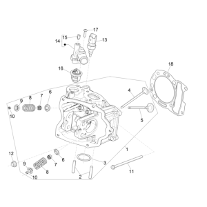 Testa cilindro - Valvole Vespa GTS 300 Super HPE 4V IE ABS Euro 5 2020-2022