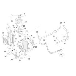Radiatore - Tubi di raffreddamento - Serbatoio refrigerante Vespa GTS 300 Super HPE 4V IE ABS Euro 5 2020-2022