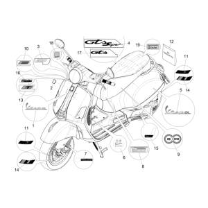 Stemmi - Adesivi - Logo Vespa GTS 300 Super HPE 4V IE ABS Euro 5 2020-2022