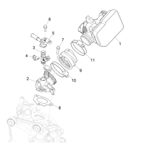 Corpo farfallato - Iniettore - Collettore di aspirazione Vespa GTS 300 Super HPE 4V IE ABS Euro 5 2020-2022