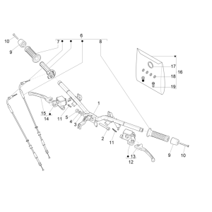 Volante - Cilindro freno - Cavo acceleratore - Manopole Vespa GTS 300 Super HPE 4V IE ABS Euro 5 2020-2022
