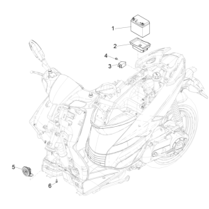 Batteria - Tromba - Relè di avviamento Piaggio Typhoon 50 2 tempi Euro 4 2018-2020