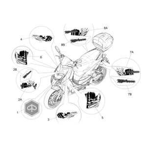 Stemmi - Adesivi - Logo Piaggio Typhoon 50 2 tempi Euro 4 2018-2020