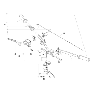 Volante - Cilindro freno - Cavo acceleratore - manopole Piaggio Typhoon 50 2 tempi Euro 4 2018-2020