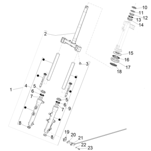 Forcella anteriore - Cuffie Piaggio Typhoon 50 2 tempi Euro 4 2018-2020