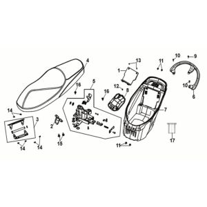 Sella - Scatola porta casco - portapacchi posteriore Sym Fiddle IV 50 Euro 5