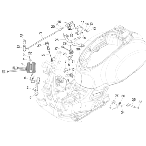 Regolatore di tensione - Bobina di accensione - Componenti elettronici Vespa GTS 300 (con e senza ABS)