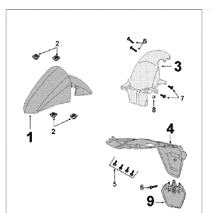 Parafango anteriore - Parafango posteriore Peugeot Kisbee marrone