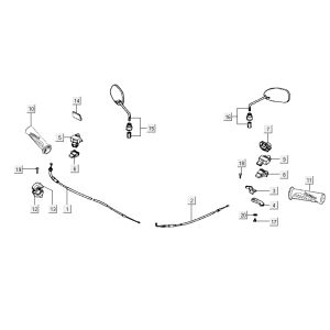 Specchietti retrovisori - Interruttori dello sterzo - Cavo dell'acceleratore - Manopole - Kymco Activ 50 4-stroke silver