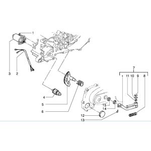 Motorino di avviamento - Bendix - Asse Kickstarter - Pedale kickstart Piaggio Zip RST 50 2 tempi AC
