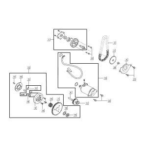 Motorino di avviamento - Frizione di avviamento - Pompa olio Agility 16+ 125 in argento metallizzato opaco