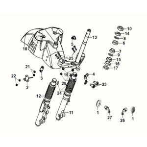 Cuscino anteriore dello sterzo Sym Fiddle IV 50 E5 bianco (WH-8028P)