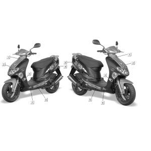 Emblemi - Adesivi - Logo 1 Kymco Vitality 50 2-stroke AC argento perlato