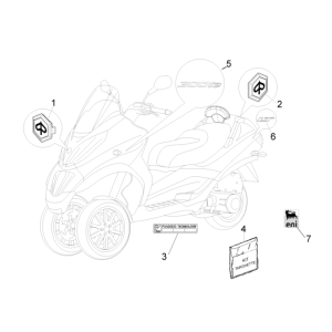 Stemmi - Adesivi - Logo Piaggio MP3 300 LT Sport 2009-2014 stella bianca 595