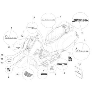 Stemmi - Adesivi - Logo Vespa GTS 300 ie 2008-2016 (con e senza ABS)