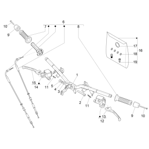 Volante - Cilindro freno - Cavo acceleratore - Manopole Vespa GTS 125 IE ABS Euro 5 2021