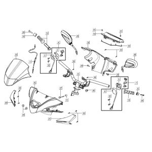 Volante - Copri manubrio - Specchietti - Manopole - Cavi Kymco Agility 16+ 125 Argento metallizzato opaco