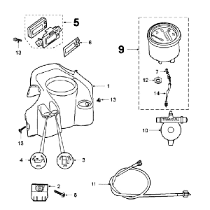 Contachilometri - Cabina di guida con dado M10 X 0,75 Peugeot Fox Deluxe nero