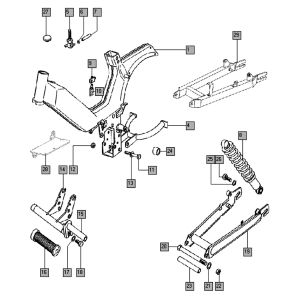 Frame - achterbrug - voetsteun -schokbreker Tomos STANDARD (25-45KMH) (K8-L0)