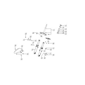 Forcella anteriore - Cuffia - Parafango anteriore Kymco Super8 50 4 tempi 2007-2009 arancione