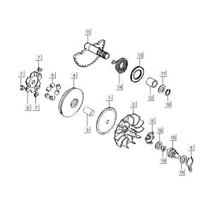 Variatore - Asse Kickstarter Kymco Vitality 50 2 tempi AC argento perlato