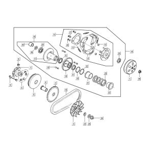 Variatore - cinghia trapezoidale - Frizione Kymco Agility 16'+ 4 tempi argento metallizzato opaco