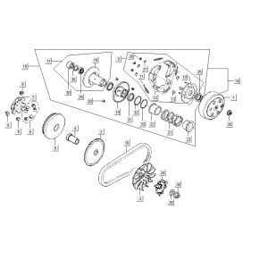 Variatore - cinghia trapezoidale - frizione Kymco VP50 4 tempi AcTecho argento