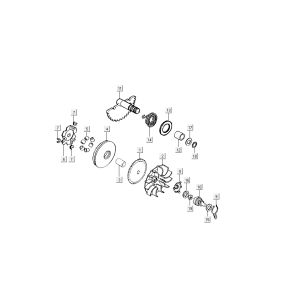 Variatore - Asse Kickstarter Kymco Super9 50 2 tempi AC nuovo modello rosso