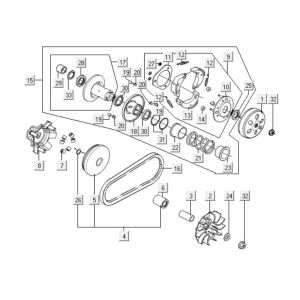 Variatore - cinghia trapezoidale - frizione Kymco Downtown 125i