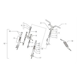 Forcella anteriore - Cuffia - Volante - Ammortizzatore Beta Ark Skull 50 2 tempi LC 2010