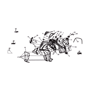 Piedino/copertura telaio Sym Symphony ST 200I Nero/Rosso (BK-001C/R-010CA)