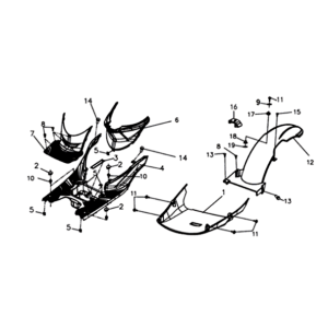Pedana e copertura telaio 2 Sym Symphony ST 200I Nero/Rosso (BK-001C/R-010CA)
