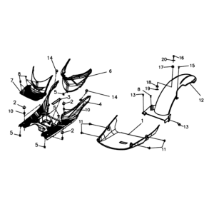 Pedaliera/copertura del telaio Sym Symphony ST E3 Grey (GY-010U)