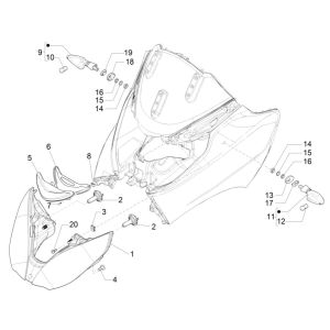 Faro anteriore - Indicatori anteriori Piaggio MP3 300 ie LT Business - Sport (con e senza ABS) 2016-2018