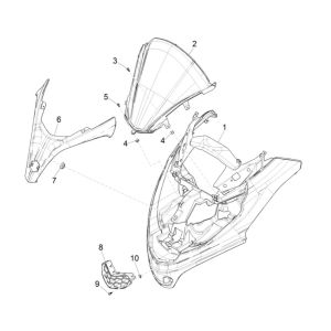 Coperchio anteriore Piaggio MP3 300 HPE/300 HPE Sport ABS Euro 5 2020-2022