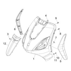 Coperchio anteriore Piaggio Fly 50 2 tempi AC nero 94