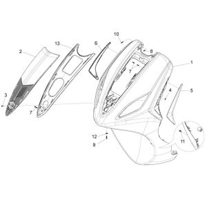 Coperchio anteriore Piaggio New Fly 4 tempi 2V blu mezzanotte 222