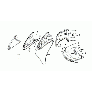 Coperchio anteriore - Protezione per le gambe - Indicatori anteriori Sym Allo Euro 4 (BK-5560S) Nero brillante