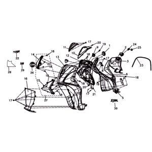 Coperchio anteriore - Protezione per le gambe - Indicatori anteriori Sym Symphony ST Euro 4 (WH-006) bianchi