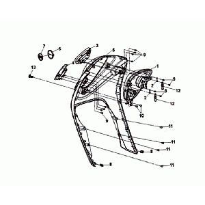 Coperchio anteriore - Protezione per le gambe - Indicatori anteriori Sym Mio 50i (BU-280S S-481S) Blue Gold