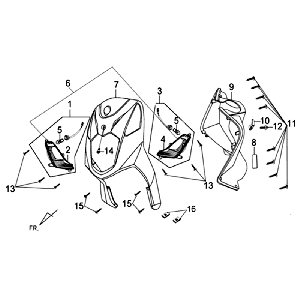 Coperchio anteriore - Protezione per le gambe - Indicatori anteriori Sym Orbit II (GY7450U) grigio opaco
